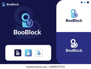 BooBlock-Logo-Design, Buchstaben "B"und Buchstaben "O"-Kombination