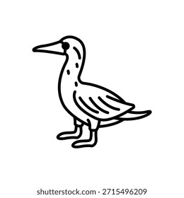 Booby Seabird Line Icon: Ocean and Coastal Wildlife