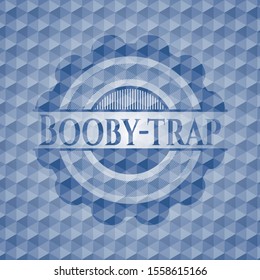 Booby-trap blue polygonal badge. Vector Illustration. Detailed.