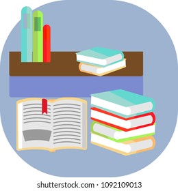Boocks icon set on blue background vector illustration flat desing