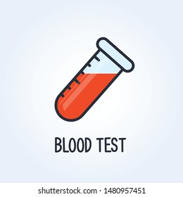 Bood test icon - analysis of blood sampling, test tube