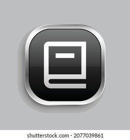 book 2 line icon design. Glossy Button style rounded rectangle isolated on gray background. Vector illustration
