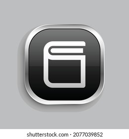 book 3 line icon design. Glossy Button style rounded rectangle isolated on gray background. Vector illustration
