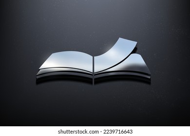 Book 3D Logo Design, Shiny Mockup Logo with Textured Wall. Realistic Vector