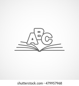 Book ABC Line Icon On White Background