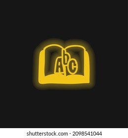 Book Of Abc yellow glowing neon icon