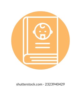 Book about children black line icon. Outline pictogram
