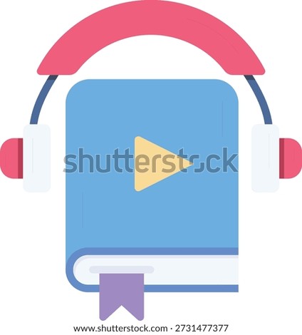 A book accompanied by headphones and a play button, representing a blend of reading and listening options.