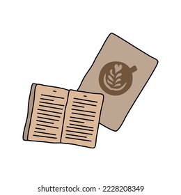 Book aesthetic handdrawn art brown