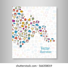 Book all line icons color of technology school logistics internet tour planning and fashion icons,Modern infographic vector logo