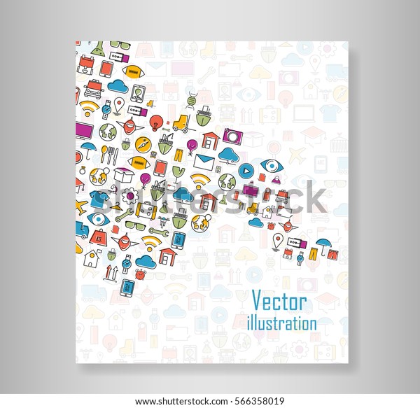 Book all line icons color of technology school\
logistics internet tour planning and fashion icons,Modern\
infographic vector logo