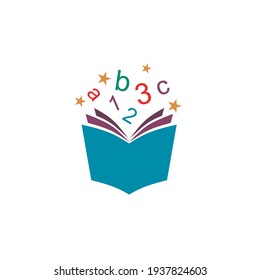 Book with alphabet and number logo design
