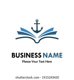 Book with anchor logo template illustration