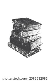 book, antique stipple photocopy effect collage element, with retro grainy texture. Vector illustration for grunge psychedelic surreal poster 