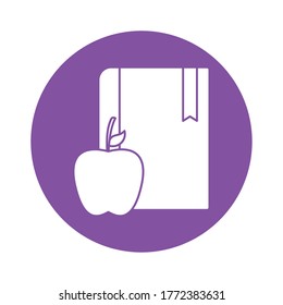 diseño de iconos de estilo de libro y manzana, literatura educativa y tema de lectura Ilustración vectorial