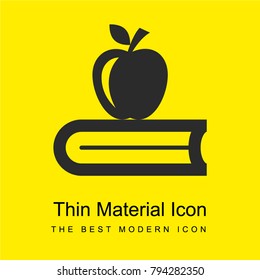Book with apple bright yellow material minimal icon or logo design