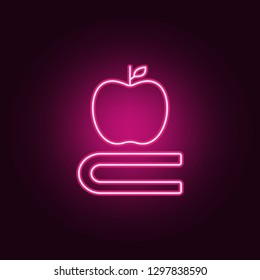 book and apple icon. Elements of Books and magazines in neon style icons. Simple icon for websites, web design, mobile app, info graphics