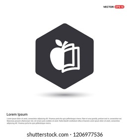 Book and apple icon Hexa White Background icon template - Free vector icon