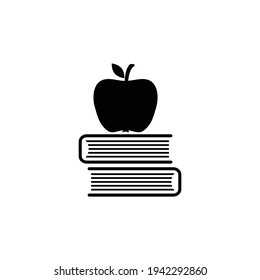 Book and  apple icon. knowledge education vector sign