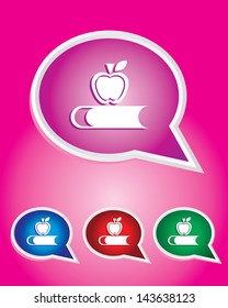  book & apple Icon on Speech Bubble