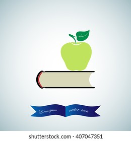 book with apple icon, vector