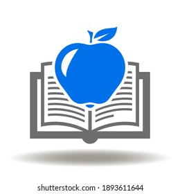 Book Apple Icon Vector. Education Healthy Vitamins Food logo. Health User Guide Sign. Dietology Manual Illustration.