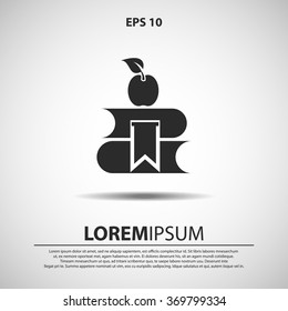 book with apple icon for web and mobile. education and school sign in flat design style