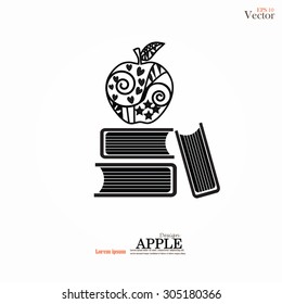 book with apple icon.book with apple.education concept.vector illustration.