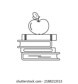Book and apple line style. School design. Vector illustration