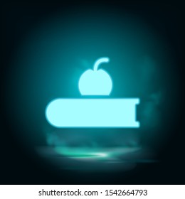 Book, apple neon icon - Vector. Blue neon illustration. Book, apple neon icon - Vector. Infographic concept vector illustration