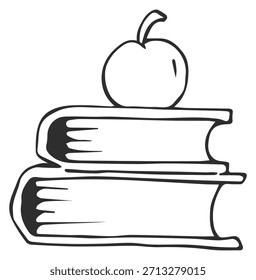 A book with an apple on top of it