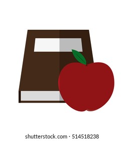 Book and apple of School concept design