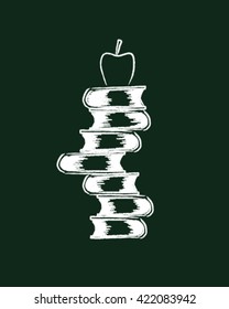 Book and apple school style vector art