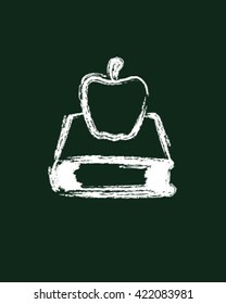 Book and apple school style vector art