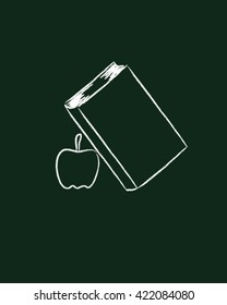 Book and apple school style vector art