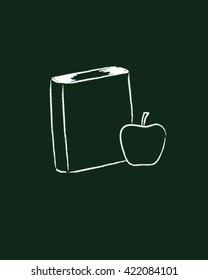 Book and apple school style vector art