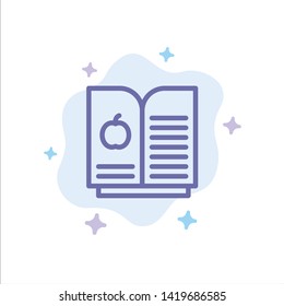 Book Apple, Science Blue Icon on Abstract Cloud Background