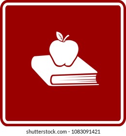 book and apple sign