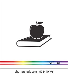 Book and apple, vector icon