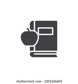 Book With Apple Vector Icon. Filled Flat Sign For Mobile Concept And Web Design. Apple Book Glyph Icon. Symbol, Logo Illustration. Vector Graphics