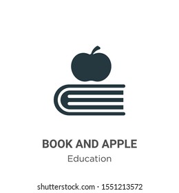Book and apple vector icon on white background. Flat vector book and apple icon symbol sign from modern education collection for mobile concept and web apps design.