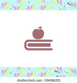 Book with apple vector icon on white background. Isolated illustration. Business picture.