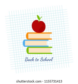 Book and apple vector illustration vector. Back to School design background