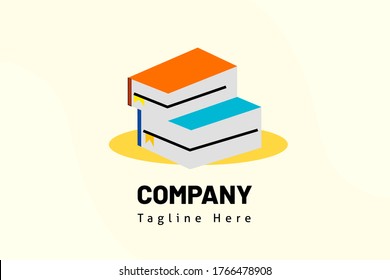 book arrange illustration template education logo for school, e-learning, class online, class, club study, study, library, learning.