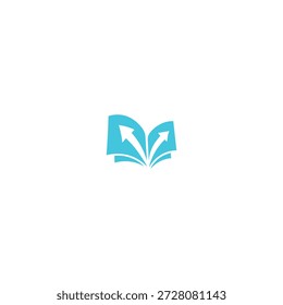 Icono de logotipo de flecha de libro diseño de Vector plano