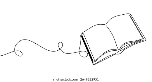 Book art line one school open illustration education read continuous icon. Line sketch book library background hand bible doodle drawn stack outline old shelf paper vector research pen study write.
