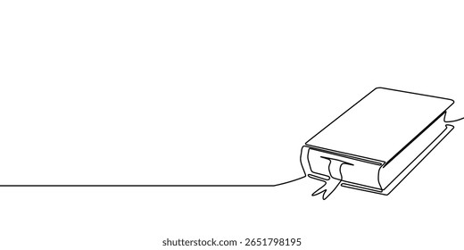 Book art line open read education illustration school one continuous icon. Line book sketch study write research outline paper stack old background bible hand vector library doodle pen drawn.