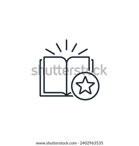 Book, article marked with a star. Useful interesting information.Vector linear icon illustration isolated on white background.