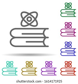 Book, atom in multi color style icon. Simple thin line, outline vector of bioengineering icons for ui and ux, website or mobile application