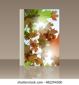Book autumn still life. Maple leaves. Vector background